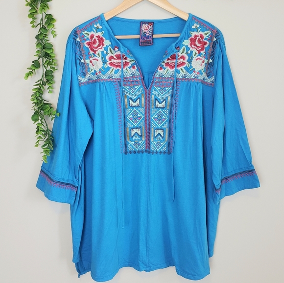 Johnny Was Tops - Johnny Was Floral Embroidered Tunic Top